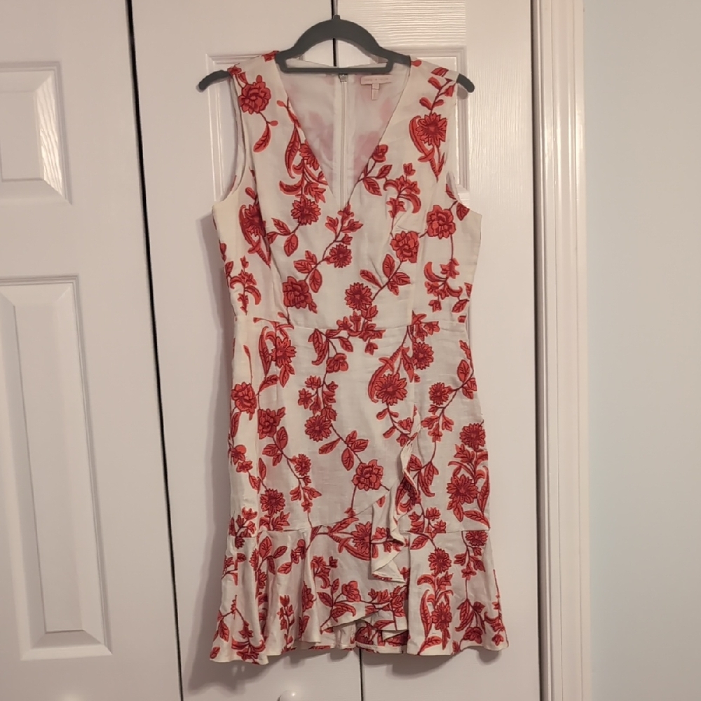 Rebecca Taylor - Linen Embroidered Floral Mini Dress - Picture 2 of 8